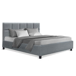 Artiss Queen Size Bed Frame Base Mattress Fabric Wooden Grey TINO