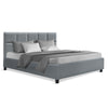 Artiss Queen Size Bed Frame Base Mattress Fabric Wooden Grey TINO