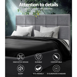 Artiss Queen Size Bed Frame Base Mattress Fabric Wooden Grey TINO