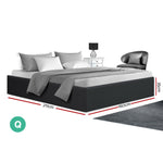 Artiss TOKI Queen Size Storage Gas Lift Bed Frame without Headboard Fabric Charcoal