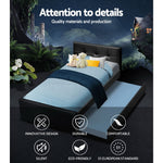 Artiss King Single Size Trundle Bed Frame  Headboard - Black