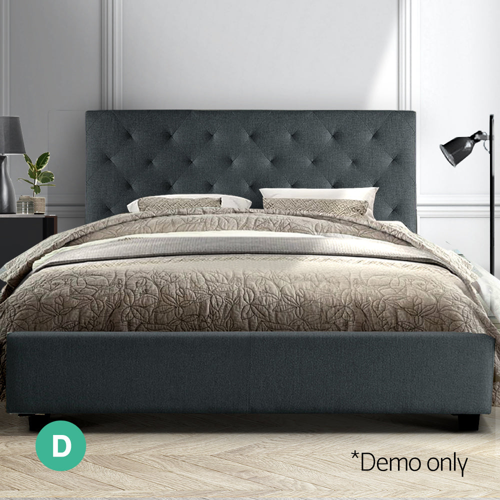Artiss Double Full Size Bed Frame Base Mattress Platform Fabric Wooden Charcoal VAN