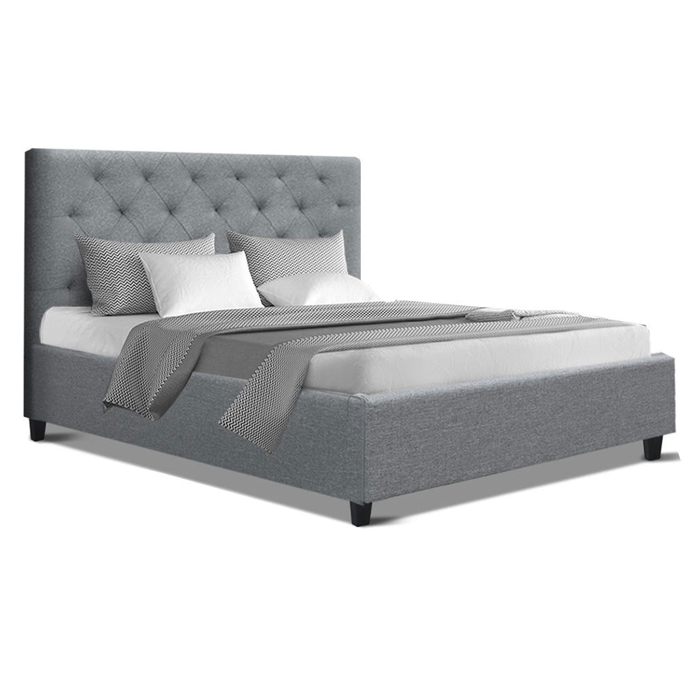 Artiss Double Size Fabric Bed Frame  Headboard - Grey