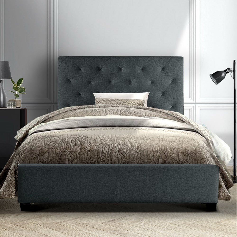 Artiss King Single Size Bed Frame Base Mattress Platform Fabric Wooden Charcoal VAN