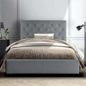 Artiss King Single Size Bed Frame Base Mattress Platform Fabric Wooden Grey VAN