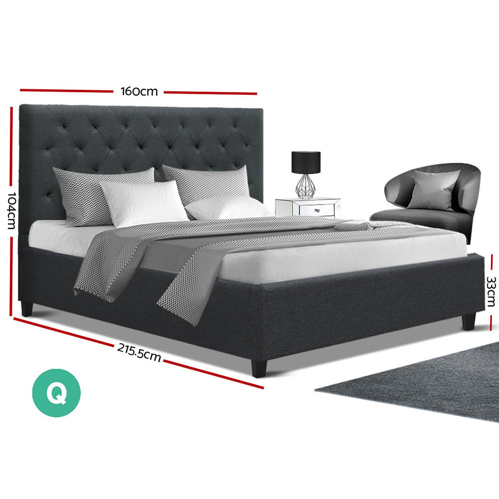 Artiss Queen Size Bed Frame Base Mattress Platform Fabric Wooden Charcoal VAN