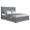 Artiss Queen Size Fabric Bed Frame  Headboard - Grey