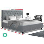 Artiss Queen Size Fabric Bed Frame  Headboard - Grey