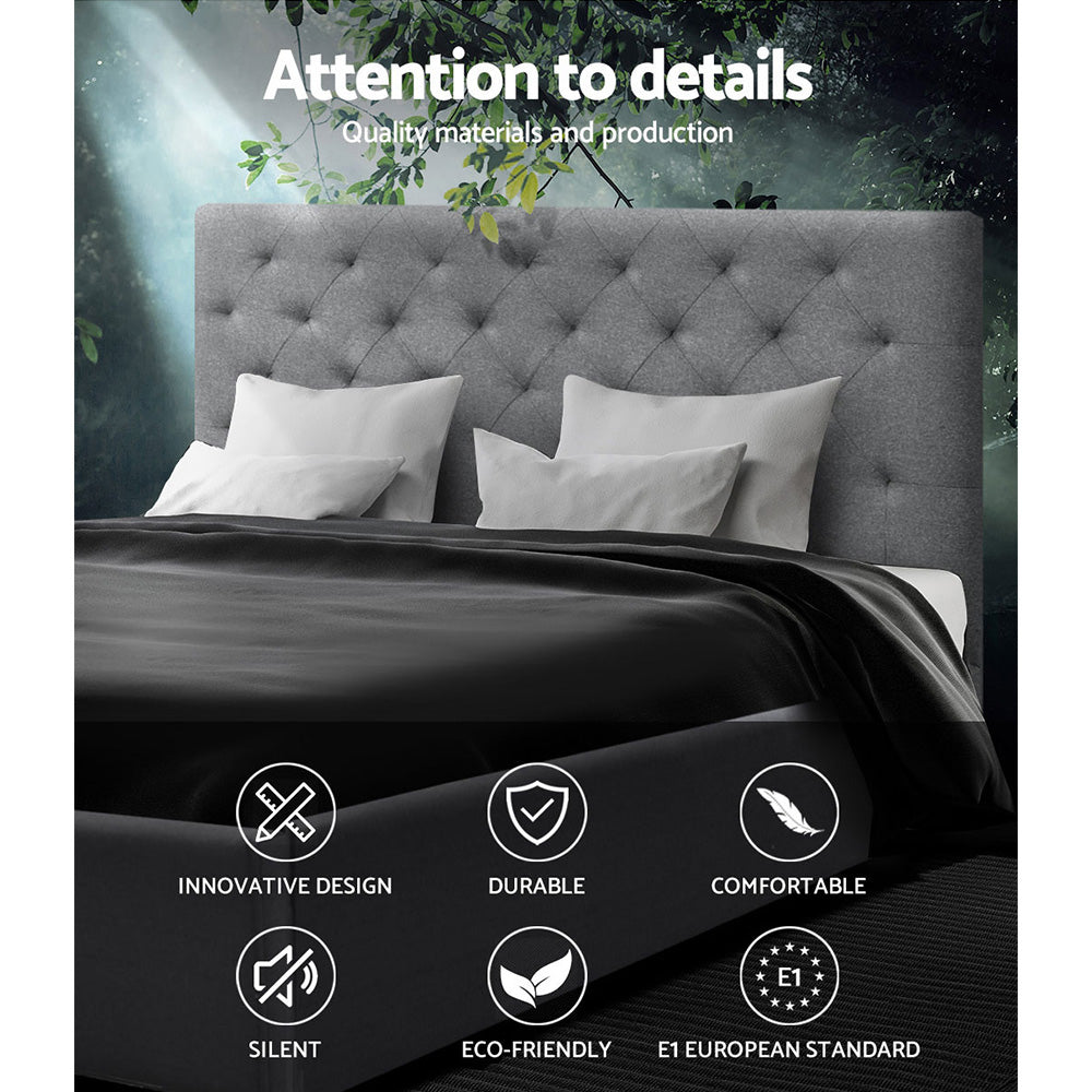 Artiss Queen Size Fabric Bed Frame  Headboard - Grey