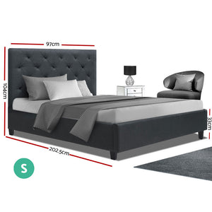 Artiss Single Size Bed Frame Base Mattress Platform Fabric Wooden Charcoal VAN