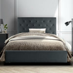 Artiss Single Size Bed Frame Base Mattress Platform Fabric Wooden Charcoal VAN
