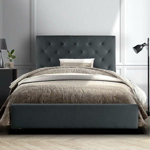 Artiss Single Size Bed Frame Base Mattress Platform Fabric Wooden Charcoal VAN