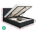 Artiss Double Full Size Gas Lift Bed Frame Charcoal Fabric Base With Storage Mattress