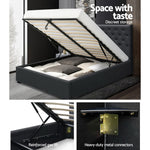 Artiss Double Full Size Gas Lift Bed Frame Charcoal Fabric Base With Storage Mattress
