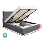 Artiss Double Full Size Gas Lift Bed Frame Base With Storage Mattress Grey Fabric VILA