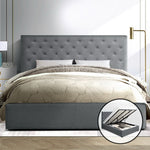 Artiss King Size Gas Lift Bed Frame Base With Storage Mattress Grey Fabric VILA