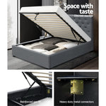 Artiss VILA King Single Size Gas Lift Bed Frame Base With Storage Mattress Grey Fabric