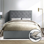 Artiss VILA King Single Size Gas Lift Bed Frame Base With Storage Mattress Grey Fabric