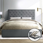 Artiss Queen Size Gas Lift Bed Frame Base With Storage Mattress Grey Fabric VILA