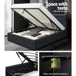 Artiss WARE Double Full Size Gas Lift Bed Frame Base With Storage Mattress Charcoal Fabric