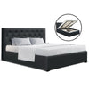 Artiss WARE Queen Size Gas Lift Bed Frame Base With Storage Mattress Charcoal Fabric