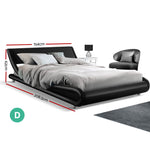 Artiss Double Size Bed Frame Base Mattress Platform Black Leather Wooden FLIO