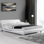 Artiss Queen Size PU Leather Bed Frame - White
