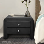Artiss PU Leather Bedside Table with 2 Drawers - Black
