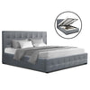 Artiss ROCA Double Full Size Gas Lift Bed Frame Base With Storage Mattress Grey Fabric