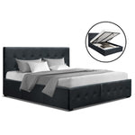 Artiss Gas Lift Double Bed Frame - Charcoal