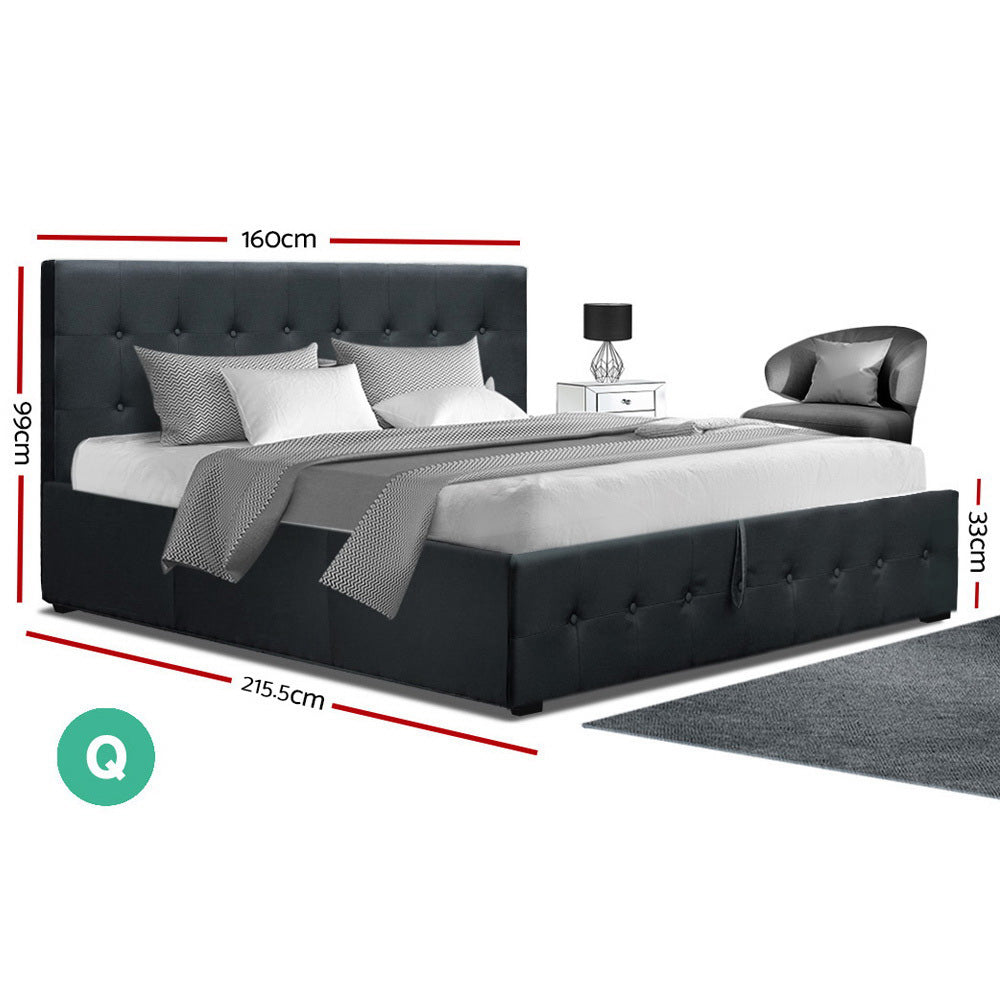 Artiss Gas Lift Queen Bed Frame -Charcoal