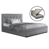 Artiss ROCA King Single Size Gas Lift Bed Frame Base With Storage Mattress Grey Fabric