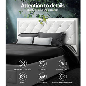 Artiss TIYO Double Full Size Gas Lift Bed Frame Base With Storage Mattress White Leather