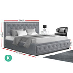 Artiss TIYO King Size Gas Lift Bed Frame Base With Storage Mattress Grey Fabric