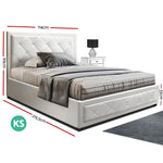 Artiss TIYO King Single Size Gas Lift Bed Frame Base With Storage Mattress White Leather