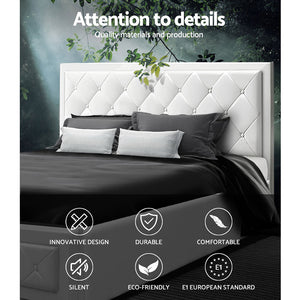 Artiss TIYO Queen Size Gas Lift Bed Frame Base With Storage Mattress White Leather
