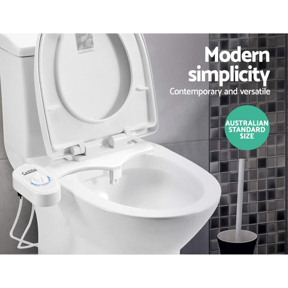 Cefito Non Electric Toilet Bidet Seat Hygiene Dual Nozzles Spray Wash Bathroom