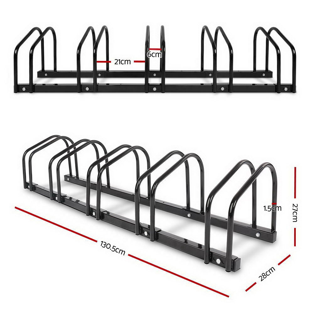 Portable Bike 5 Parking Rack Bicycle Instant Storage Stand - Black