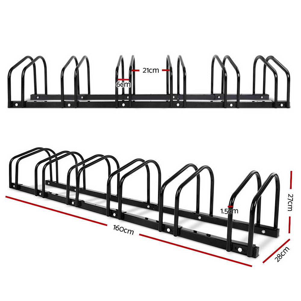 Portable Bike 6 Parking Rack Bicycle Instant Storage Stand - Black