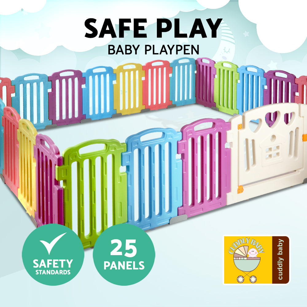 Cuddly Baby 25-Panel Plastic Baby Playpen Interactive Kids Safety Gate