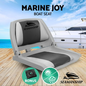 Seamanship Folding Swivel Boat Seat - Grey & Charcoal