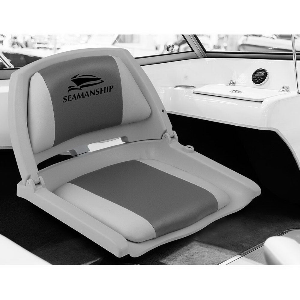 Seamanship Folding Swivel Boat Seat - Grey & Charcoal