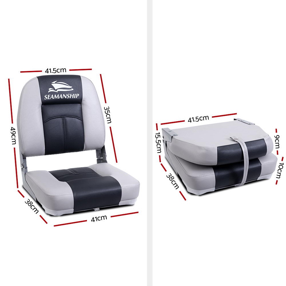 Seamanship 2X Folding Boat Seats Seat Marine Seating Set Swivels All Weather