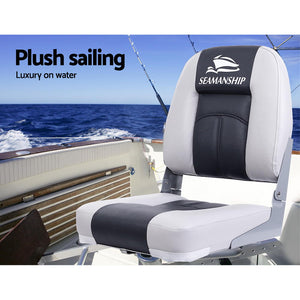 Seamanship 2X Folding Boat Seats Seat Marine Seating Set Swivels All Weather