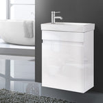 Cerfito Bathroom Vanity Ceramic Basin Sink Cabinet Wall Hung White