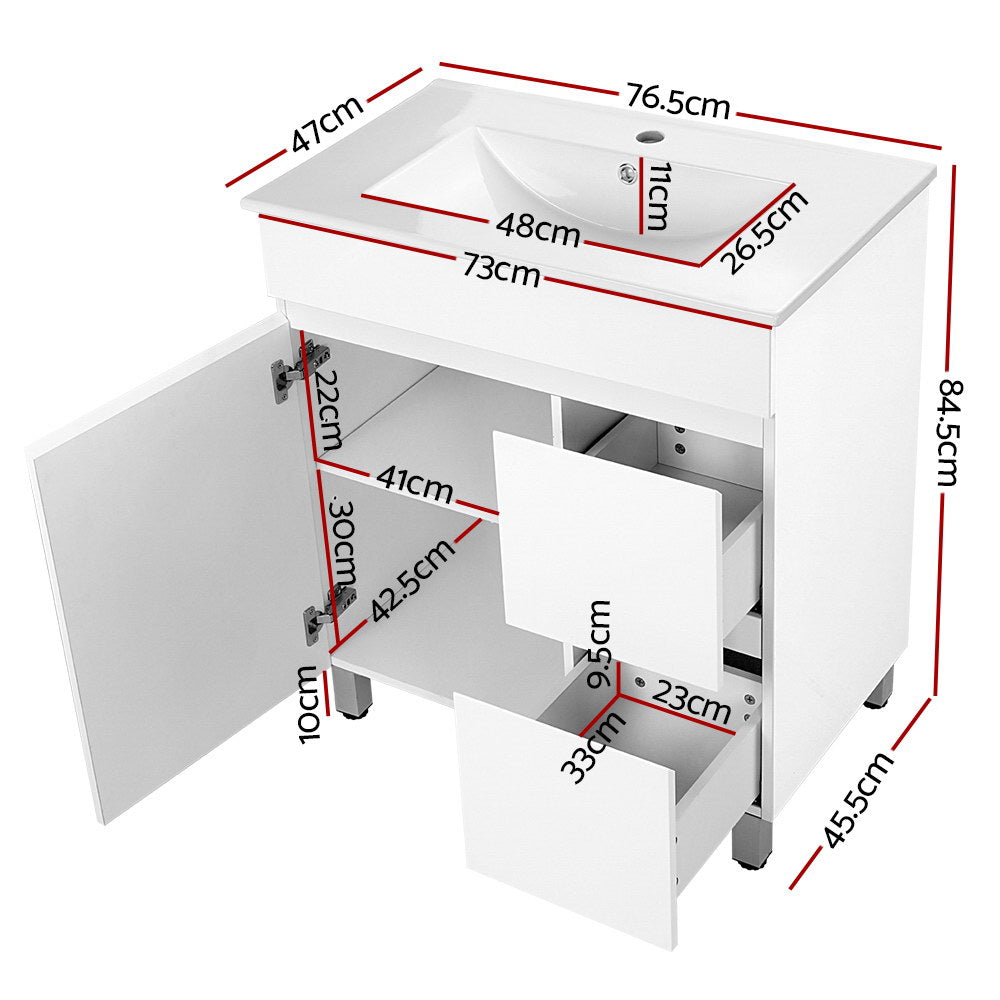 Cefito Bathroom Vanity Cabinet Unit Wash Basin Sink Storage Freestanding 750mm