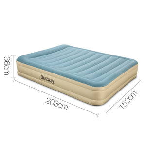 Bestway Queen Size Inflatable Air Mattress - Light Blue & Beige