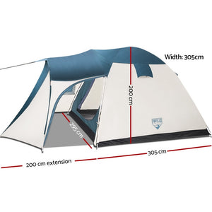 Bestway 5 Person Camping Dome Tent - Green & Cream White