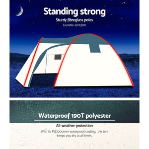 Bestway 5 Person Camping Dome Tent - Green & Cream White