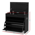 Artiss 3 Tier Shoe Cabinet Storage Stool Black
